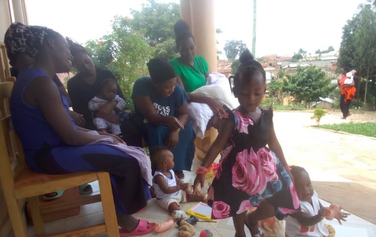Photograph of children attending for immunisation